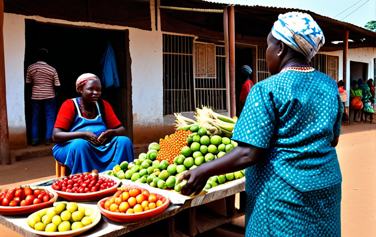 **

"A bustling marketplace in Bissau, Guinea-Bissau. A fully clothed elderly woman purchasing fruit with West African CFA francs (XOF). Vendors in modest clothing selling local goods. Safe for work, appropriate content, professional photography, perfect anatomy, natural proportions, family-friendly."

**