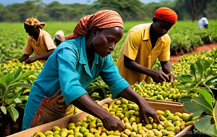 기니비사우의 주요 무역 품목과 특산물 - **Prompt 1: "The Golden Harvest of Cashew Country"**
    A vibrant and detailed scene capturing the ...