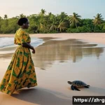 기니비사우 주요 관광지 - **Prompt:** A serene, wide-angle shot of a pristine beach on one of the Bijagós Islands in Guinea-Bi...