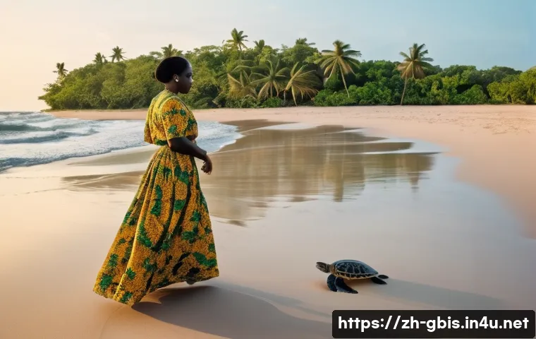 기니비사우 주요 관광지 - **Prompt:** A serene, wide-angle shot of a pristine beach on one of the Bijagós Islands in Guinea-Bi...