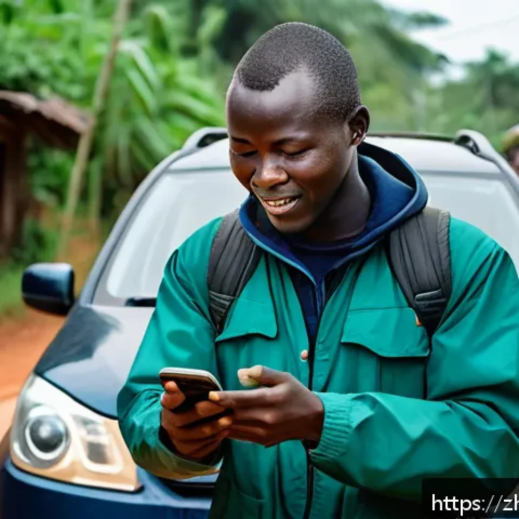 기니비사우 여행 중 긴급 상황 대처법 - A traveler in Guinea-Bissau communicating with a local using expressive hand gestures and showing a ...
