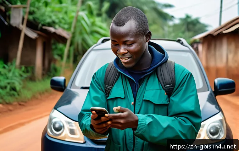 기니비사우 여행 중 긴급 상황 대처법 - A traveler in Guinea-Bissau communicating with a local using expressive hand gestures and showing a ...